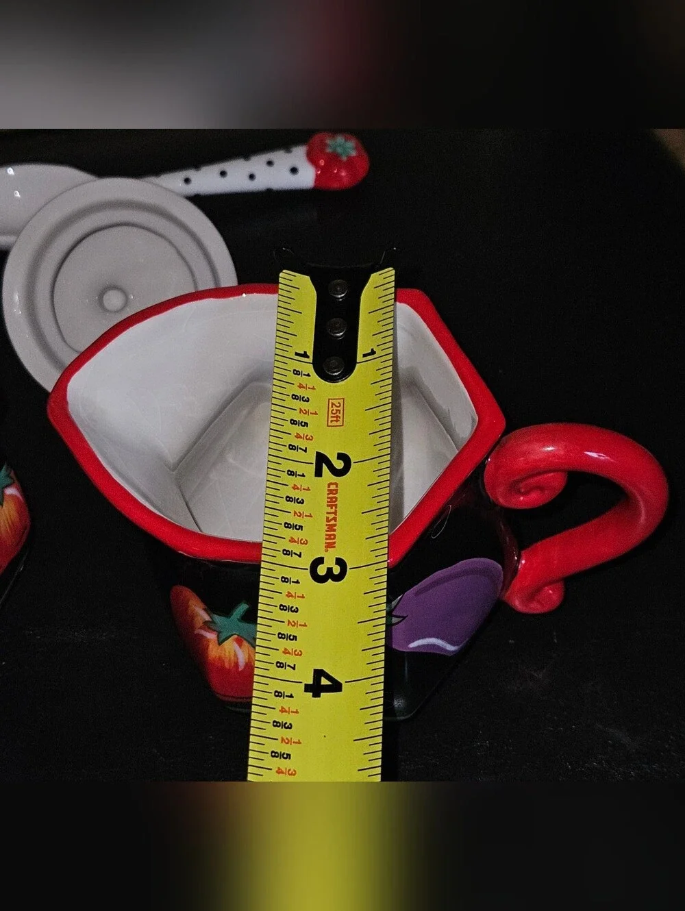 Coyne's & Company Black & Red Ceramic Tomato Sugar Jar and Creamer Set